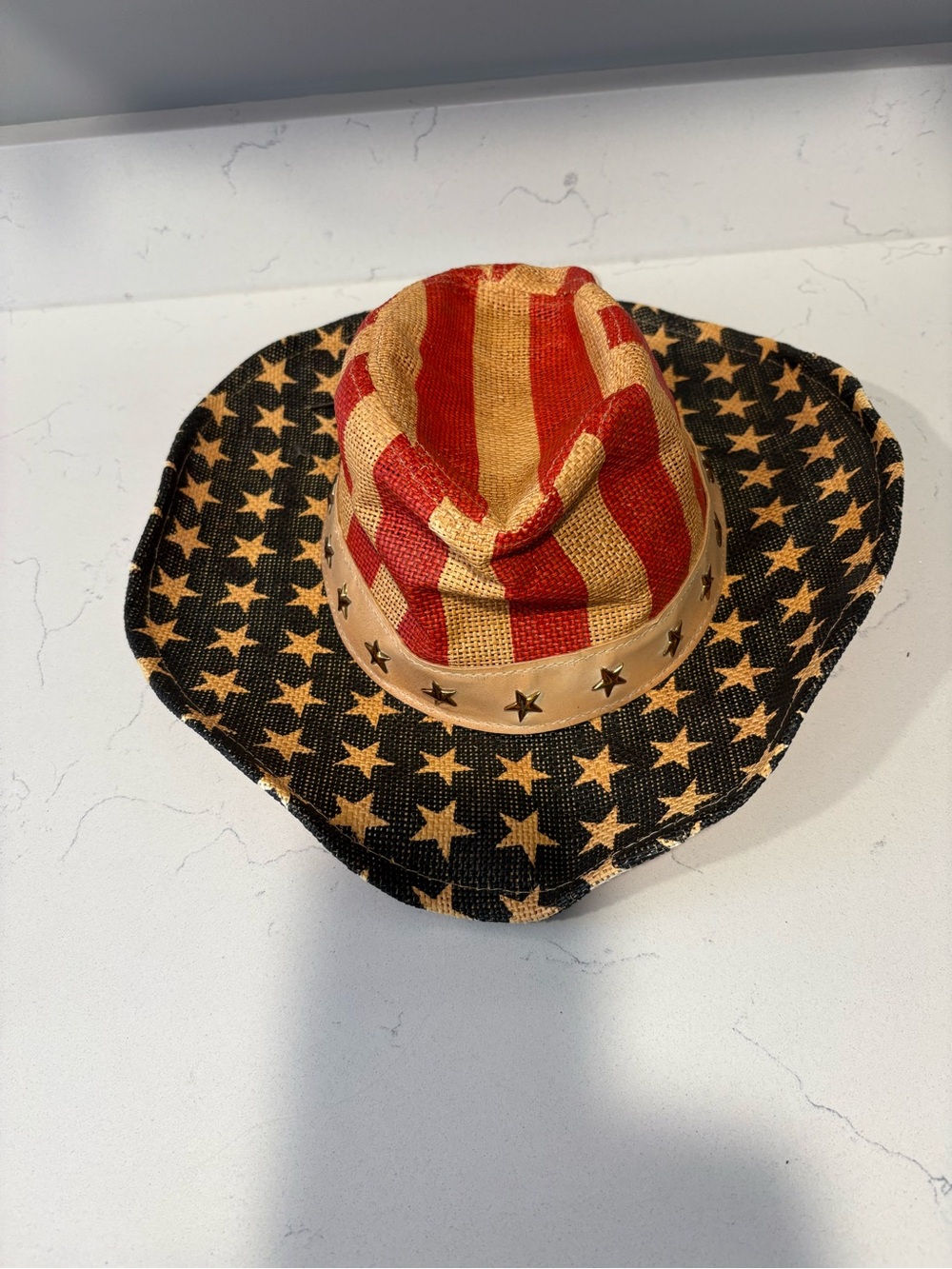 Gold Coast brand American Flag Star Cowboy Hat - Red, Cream, Black